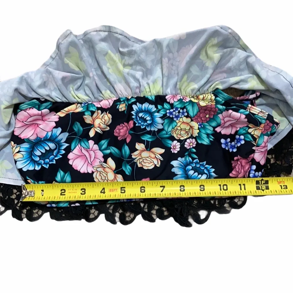 Time and Tru Floral Lace Ruffle Bikini Swim Top 10